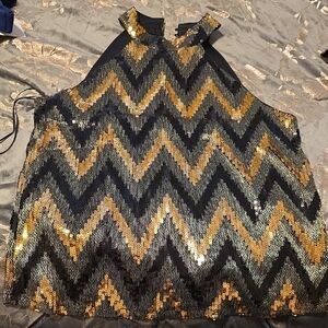 Gold and Black Sequin Chevron Top